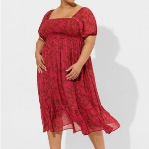 NWT Torrid Tea Length Smocked Bodice A-Line Dress